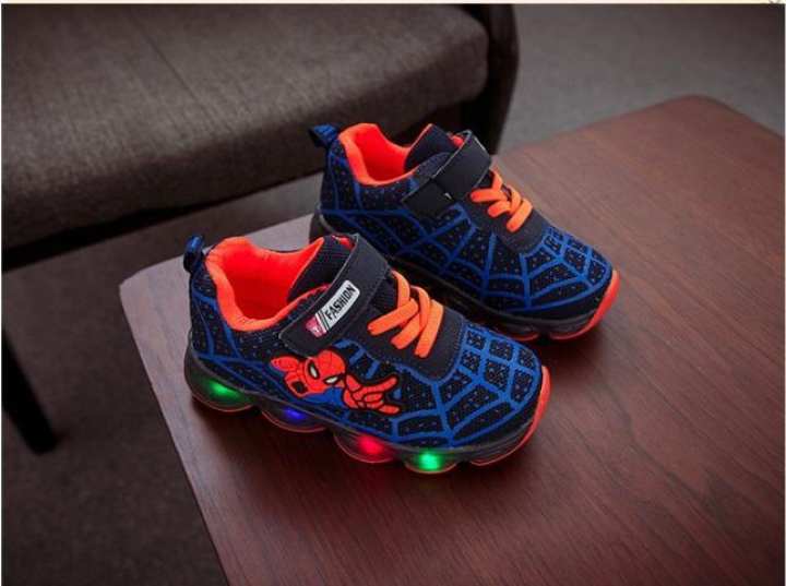 Spiderman LED Sneakers Kids Shoes dengan Lampu LED Sepatu