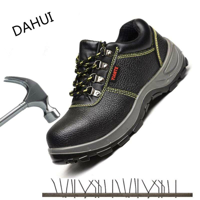 Ukuran Besar 36-46 Sepatu Keselamatan Pria Baja Kaki Baja Insole Sepatu Bot Pria Kasual Kulit PU Berenda Hitam Brankas Toe Bekerja sepatu untuk Pria