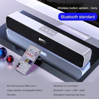Ammon--Ready Stock LED TV Sound Bar Alarm Clock Wireless Bluetooth Speaker Home Theater Surround Subwoofer AUX USB for PC TV Computer
