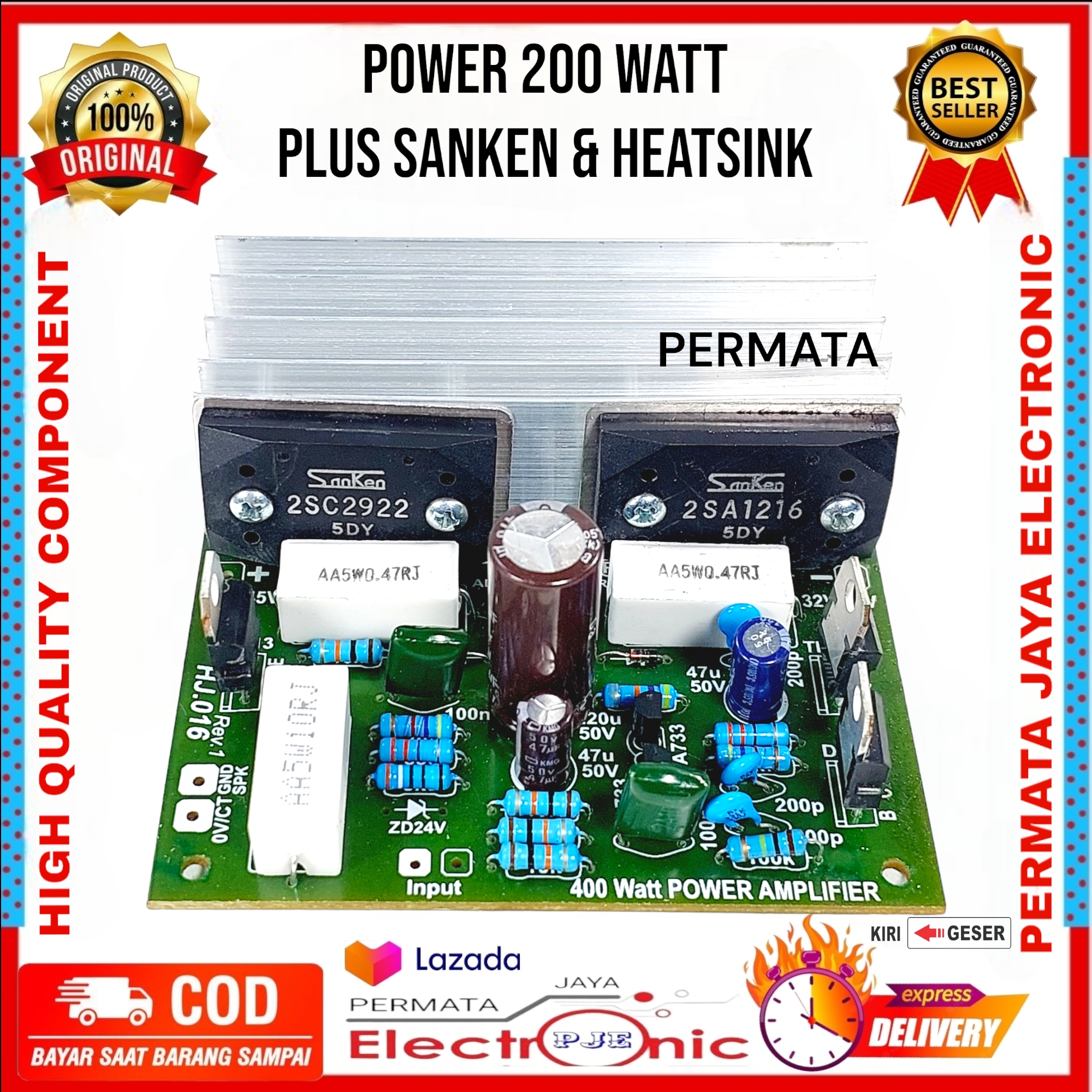 Driver power 200 watt mono + Transistor Final SANKEN 2SA1216 / 2SC2922