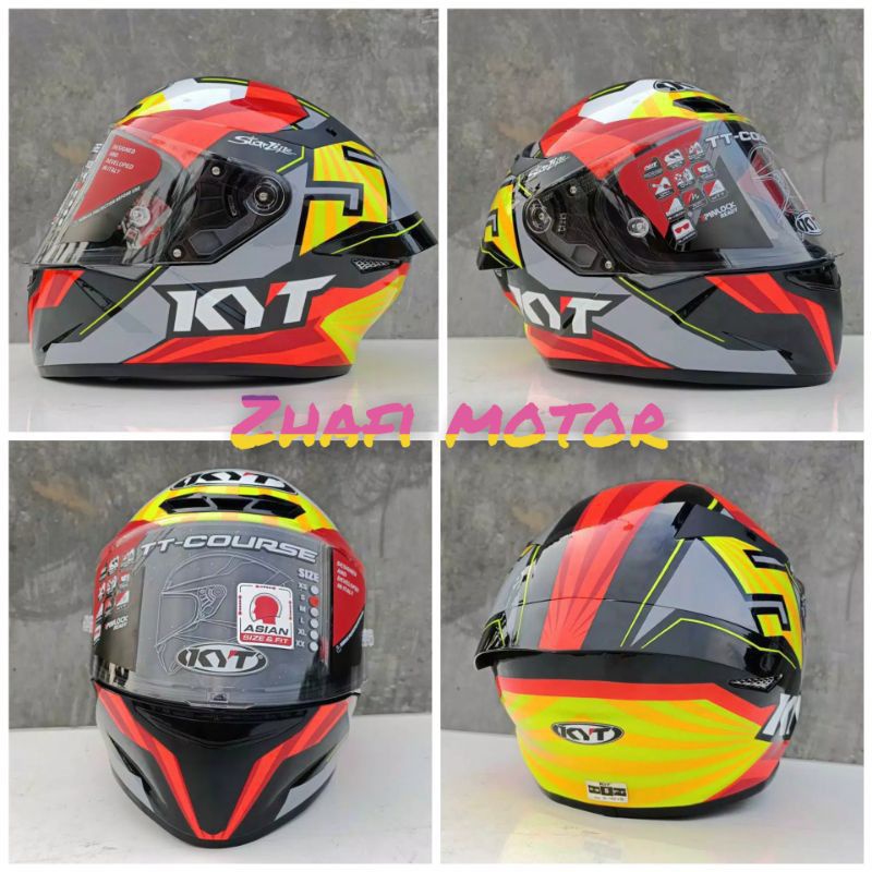 Helm Full Face KYT TT Course OVERTECH BLACK FUXIA PINK ORIGINAL Helm
