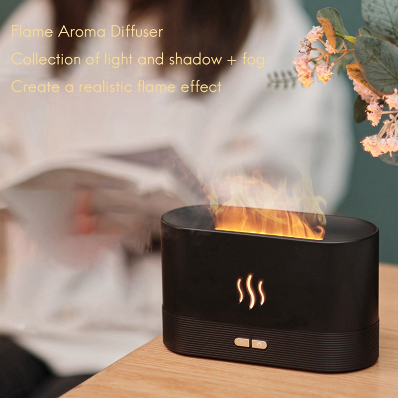 Simulation Flame Light Aromatherapy Diffuser USB Ultrasonic Essential Oil Diffuser for Home Aroma Air Humidifier
