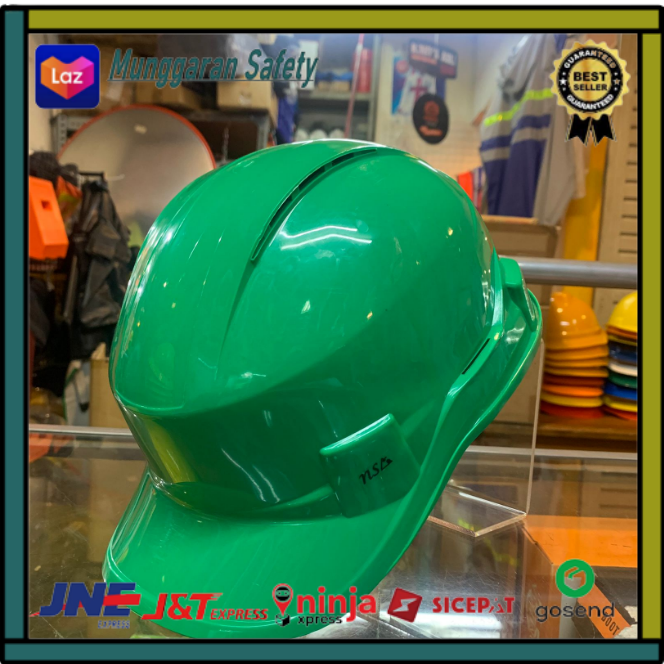 Helm Kerja Proyek/ Safety Helmet NSA Vented Hijau Inner Fastrack + Tali