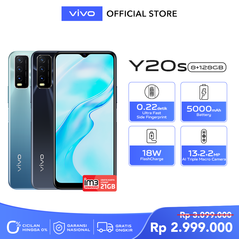[BEST SELLING] vivo Y20s 8GB/128GB - 5000 mAh Battery - 18W Flash Charge