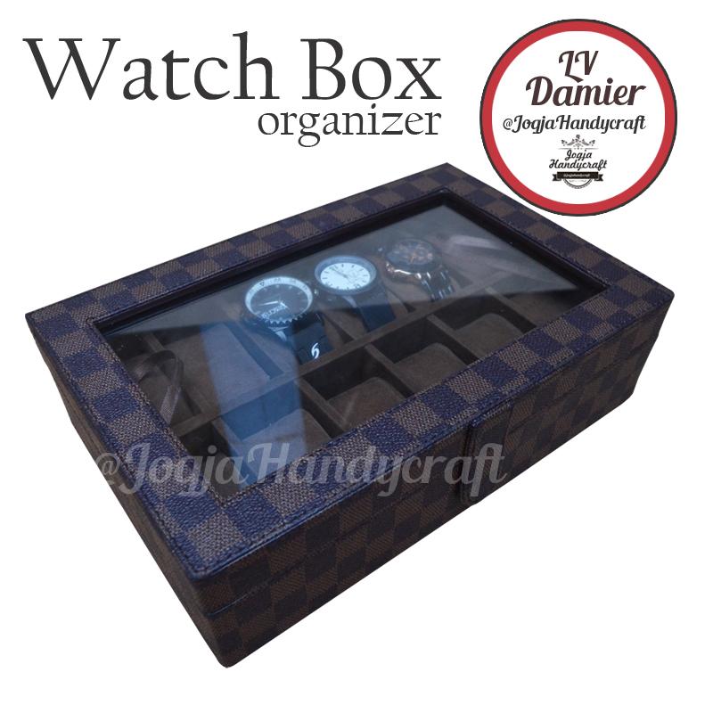 Jogja Craft Damier Watch Box / Tempat Jam / Kotak Jam Tangan Isi 12