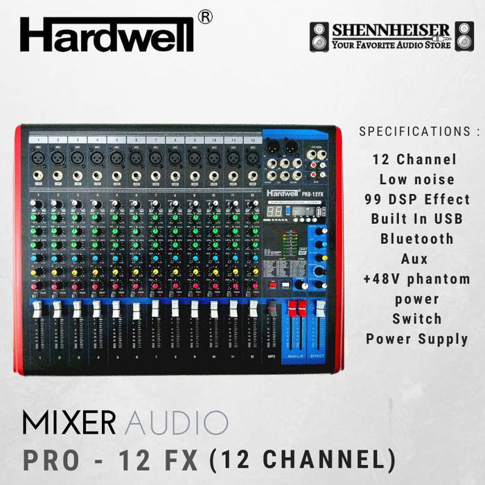 Mixer HARDWELL 12 Channel PRO 12 FX Original Mixing Kualitas Terbaik