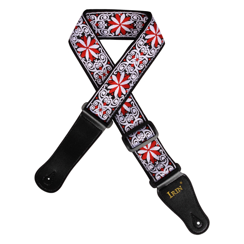Irin Comfortable Adjustable Guitar Strap Shoulder Strap Synthetic Leather Ends For Acoustic Folk Classic Electric Guitars Bass