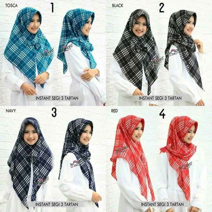 Jilbab segitiga instan Tartan merk Dqiara Hijab Murah / DZA Laris Fashion