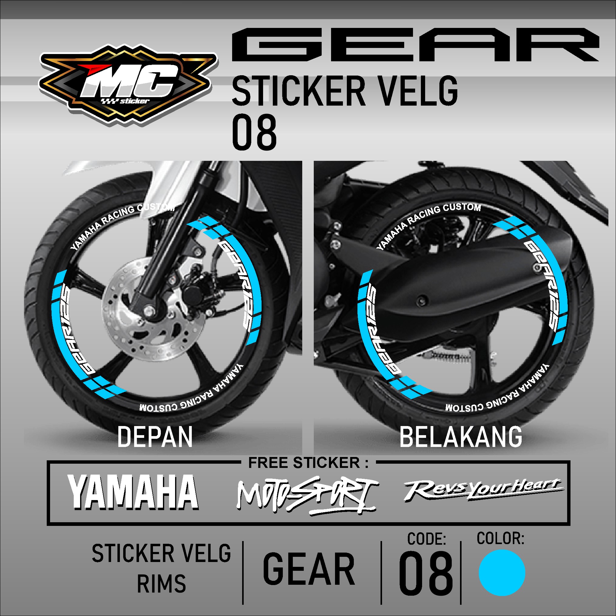 Sticker Cutting Velg List Roda Motor Yamaha GEAR 125 - Aksesoris Motor ...