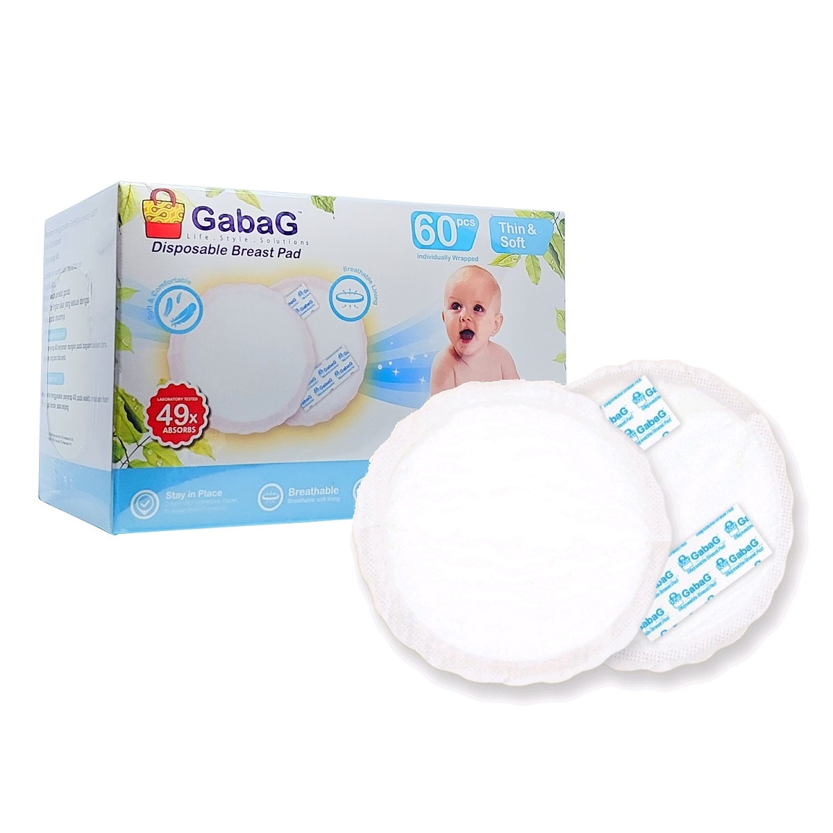 Gabag 60pk Breast Pad Disposable Breastpad Penyerap ASI Sekali Pakai