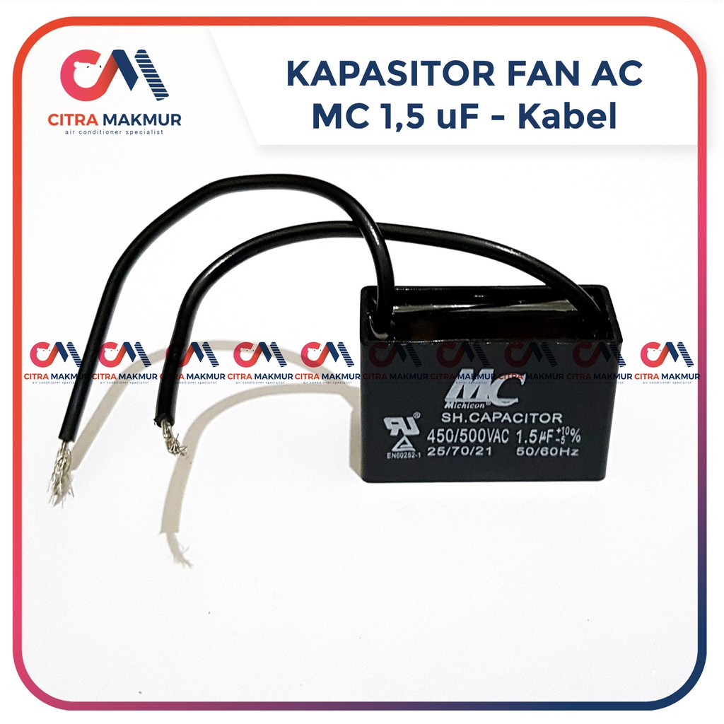 Kapasitor Kipas Angin 1.5 uf Kabel 2 merk MC Fan AC Capasitor mikro Air