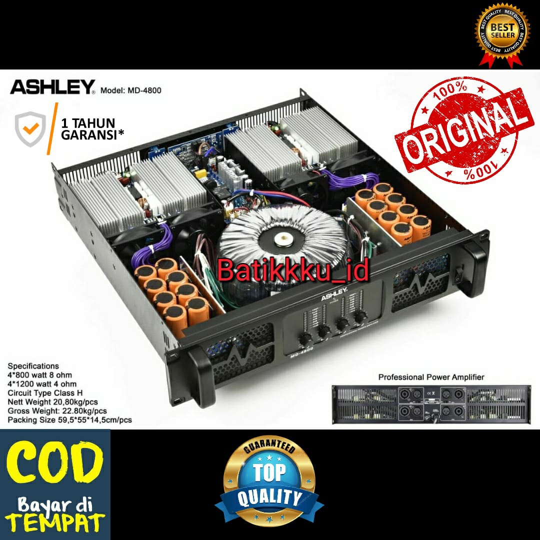 [ORIGINAL] POWER ASHLEY MD 4800 MD4800 ORIGINAL 1200 WATT 4CH CLASS H