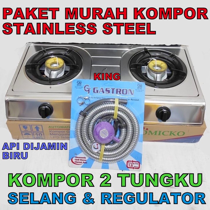 KOMPOR GAS 2 TUNGKU OMICKO STAINLESS STEEL / KOMPOR GAS 2 TUNGKU ...