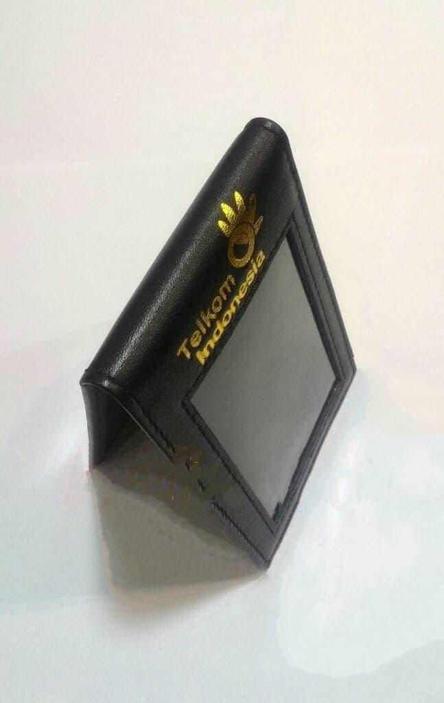 ID Card Holder - Name Tag - Tempat ID Card Kulit Logo Telkom - Hitam - Asli Garut