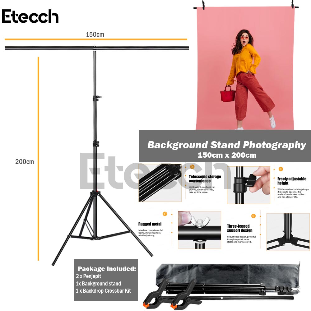 Stand Background Foto Studio Ukuran Tinggi 200cm x Lebar 150cm Stand