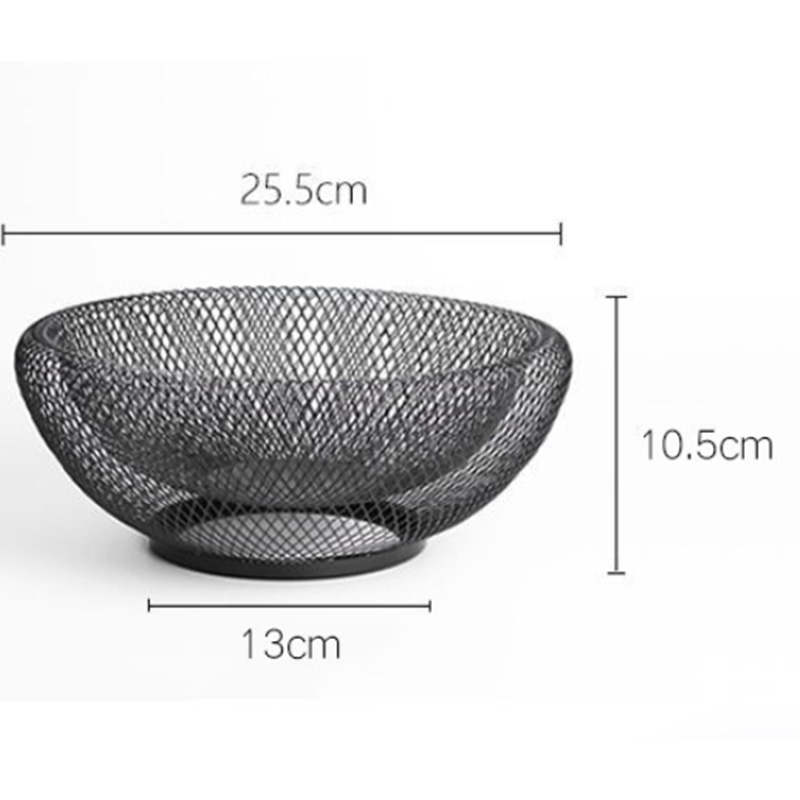 Metal Mesh Creative Countertop Fruit Snacks Basket Bowl Stand for Kitchen, Large Black Decorative Table Centerpiece Holder for Bread, Candy - 10 Inches