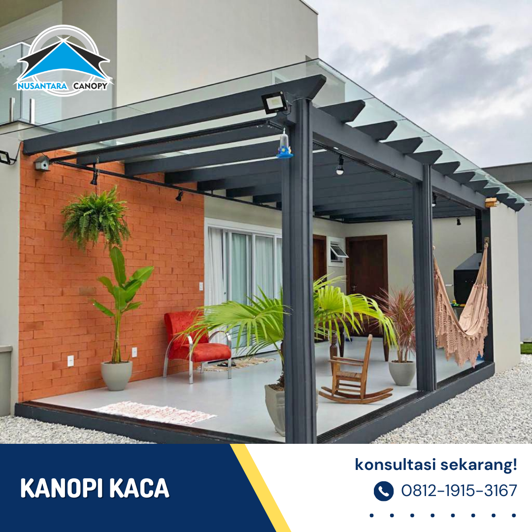 Canopy atap kaca bergaransi bintaro / kanopi tempered glass modern