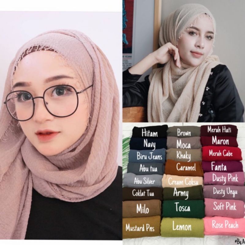 [ Hijabasket ] hijab pashmina crinkle catton shawl murah best seller | Kualitas Premium