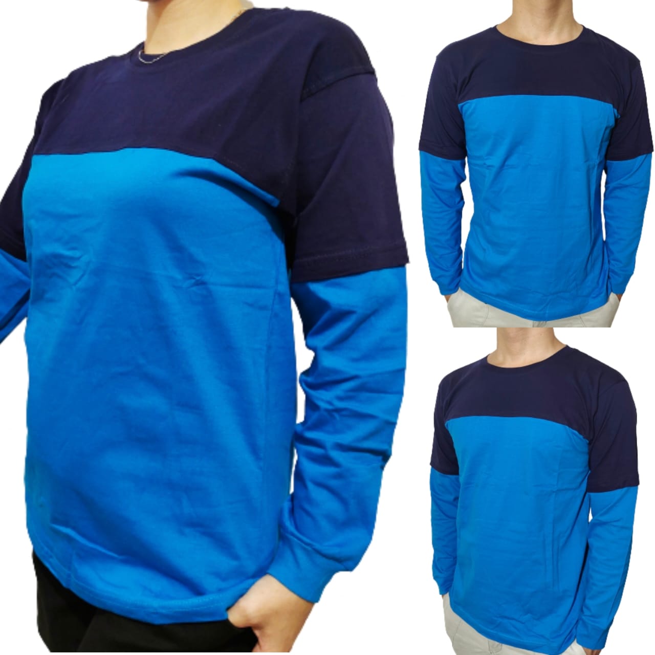 Kaos Polos Kombinasi Longskate Pria 