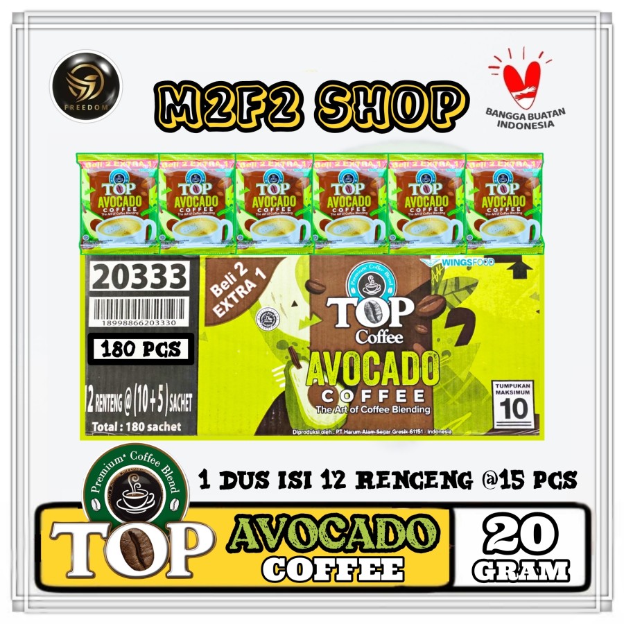 TOP Avocado Coffee Kopi Alpukat Sachet 20 gr (Kemasan Karton