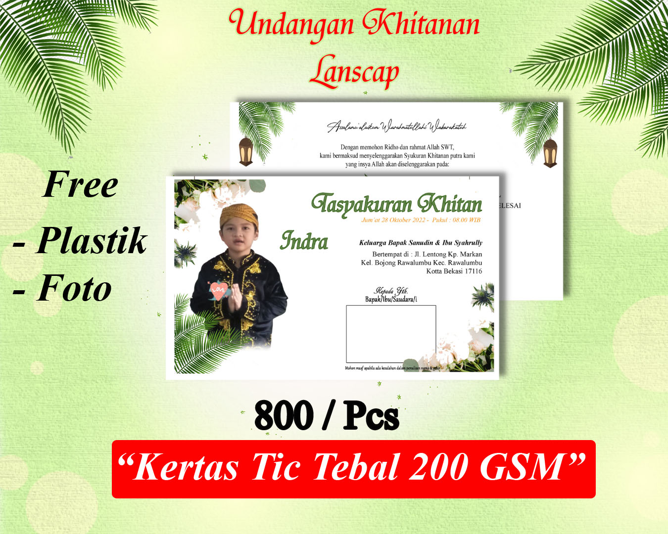 (Per 50 pcs) Undangan sunat / sunatan / khitan / walimatul khitan