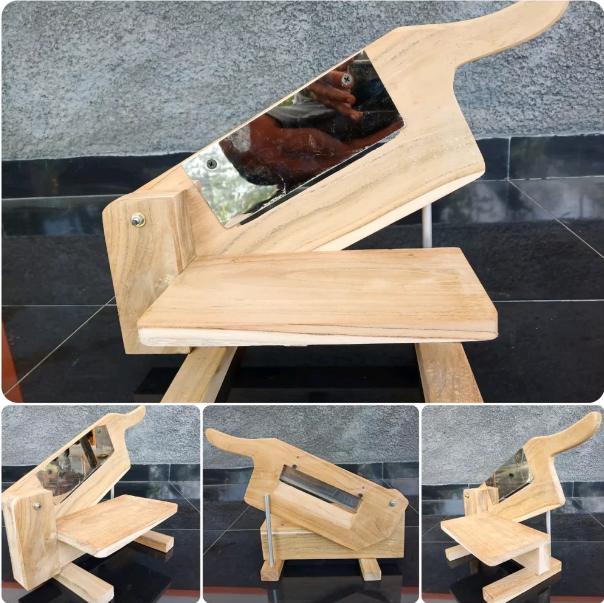 Alat Pemotong Pengiris Perajang Keripik Singkong, Ubi, Kentang, Pisang, ubi, tempe, sukun, dsb (Model Engkol / model gunting) Kayu Jati Pisau stainless, bisa untuk kerupuk lontongan