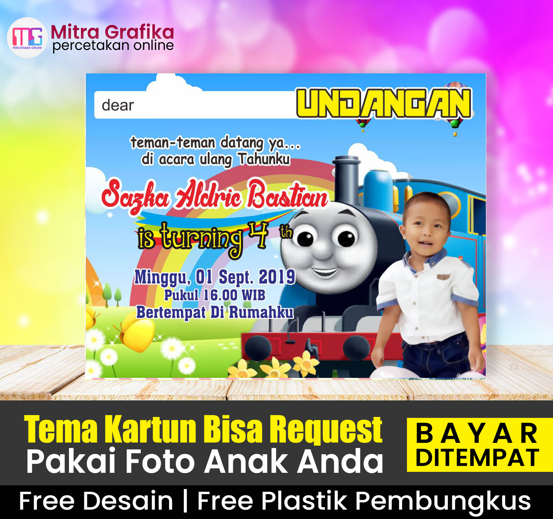 Kartu Undangan Ulang Tahun anak kereta api Th0mas and Friiend bisa
