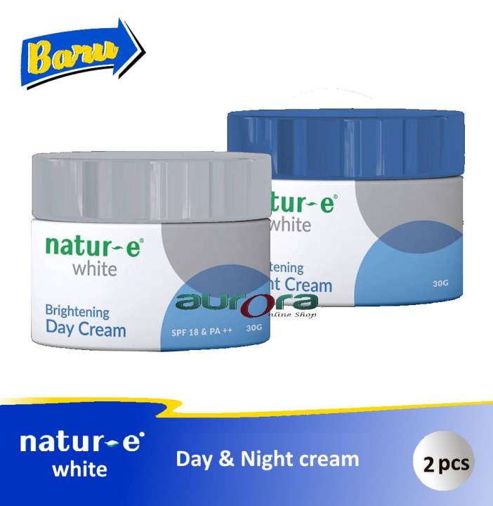 Paket Putih Natur e White 2pcs (Krim Siang & Malam  