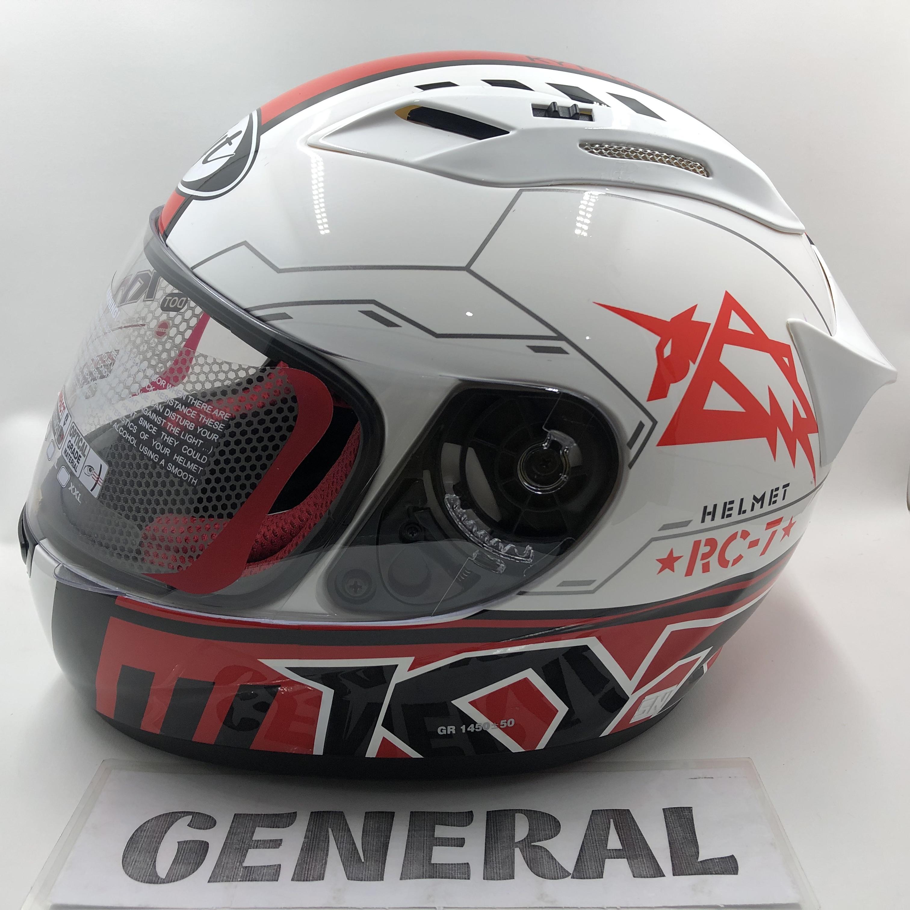 Helm KYT RC 7 RC SEVEN 11 White Black Red Putih Hitam Merah Full Face