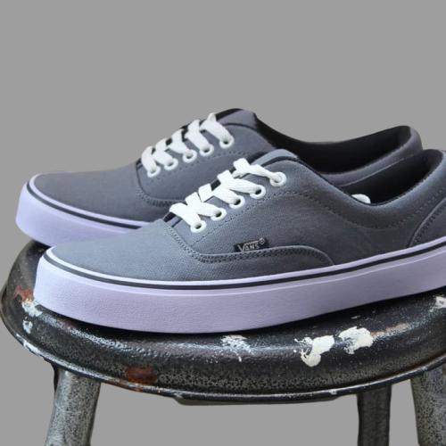 gray low top vans