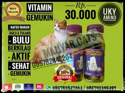 vitamin kucing uky amino botol 100 ml vitamin nafsu makan, vitamin bulu, gemukin badan, vitamin kekebalan tubuh