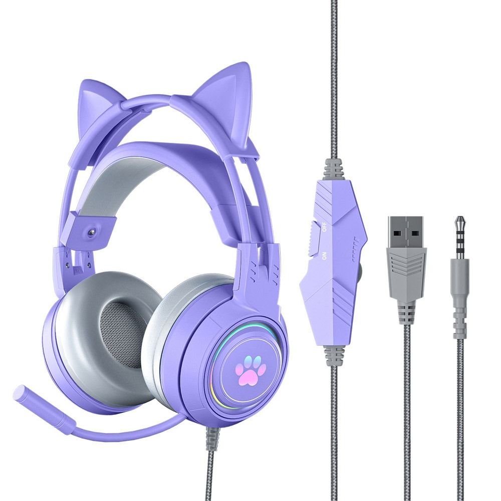 STAR PAVILION Cute Cat Ear Helmet Stereo Sound Gaming Headset Headphone ...