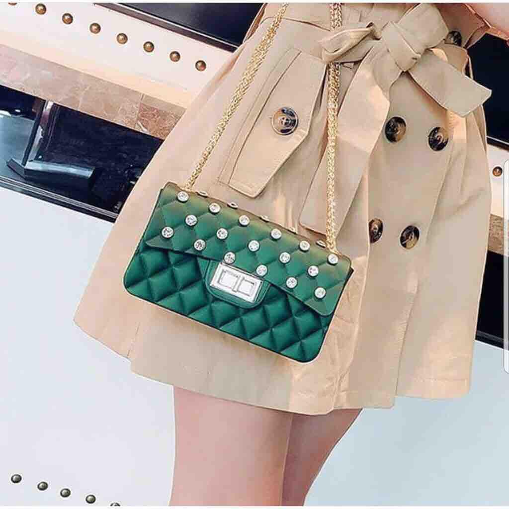 TAS JELLY MATTE MAXI DIAMOND 22CM FREE SYAL DAN BONEKA