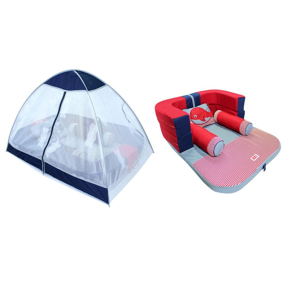 R.E.A.D.Y Dialogue Baby Kasur Bayi Sofa Double + Kelambu Tenda Whales Series - DGK9110 (Merah)