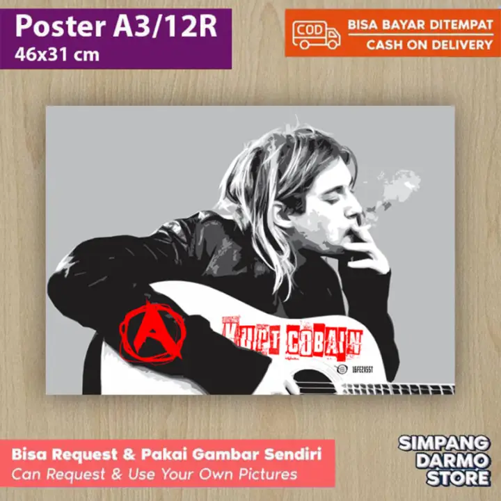 Poster Band Nirvana Kurt Cobain Terbaru Tersedia Berbagai Ukuran A4 A3 Besar Kecil Hires Bisa Custom