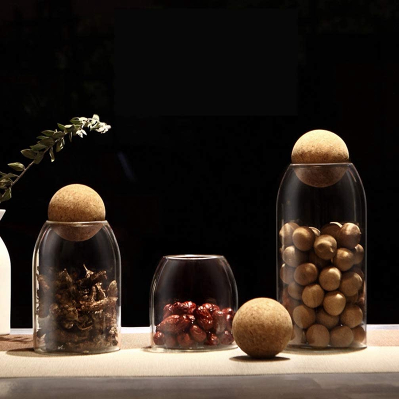 3Pcs Glass Jars with Airtight Seal Ball Cork Lid Clear Cookie Jars ...