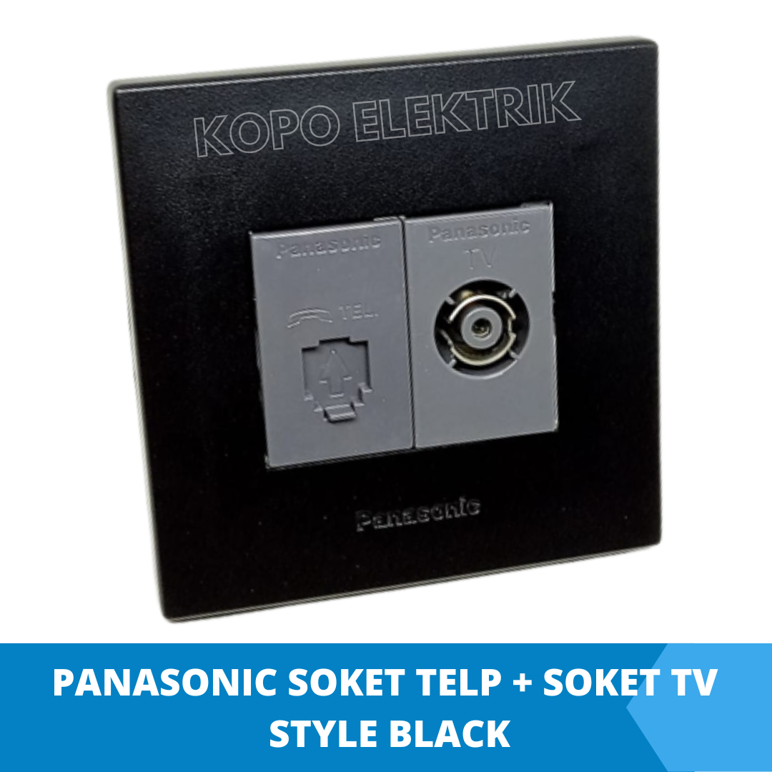 Panasonic Soket TV + Soket Telephone Style Black Minimalis | Lazada ...