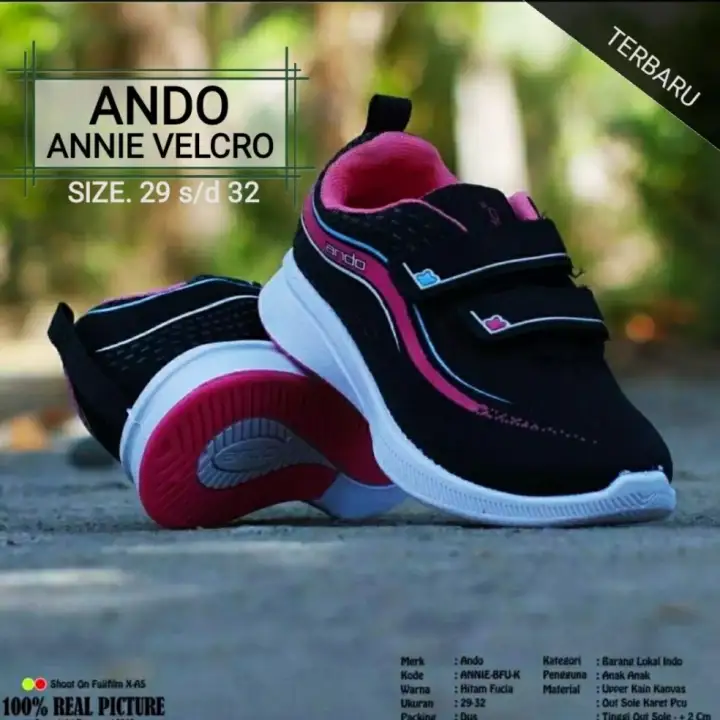 Sepatu Ando Annie Velcro Perekat Sepatu Anak Perempuan Hitam Pink Size 29 S D 32 Original Termurah Terlaris Lazada Indonesia