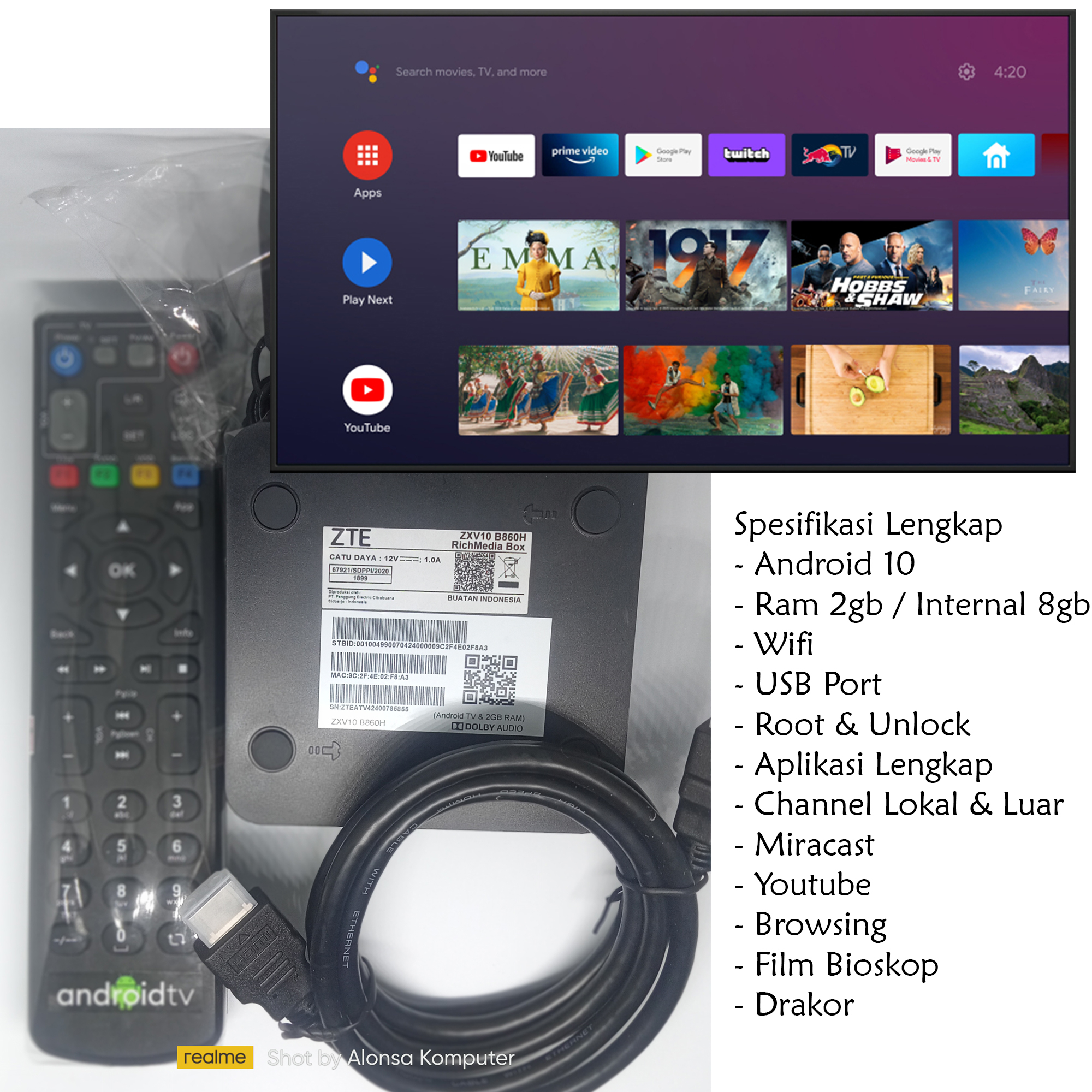 Android TV Box B860H V5 2G+8G (REMOTE BIASA) / ANDROID 10 / Smart TV 4K