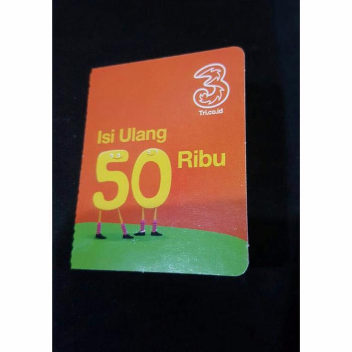voucher Fisik Tri 50 ribu, pulsa 50rb three 3 isi ulang