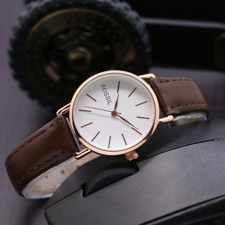 Jam Tangan Wanita Fossil Tali Kulit New - Jam Fashion Cewek Modern - Best Seller Waterproof Anti Air Kualitas Bagus Tahan Lama Harga Grosir
