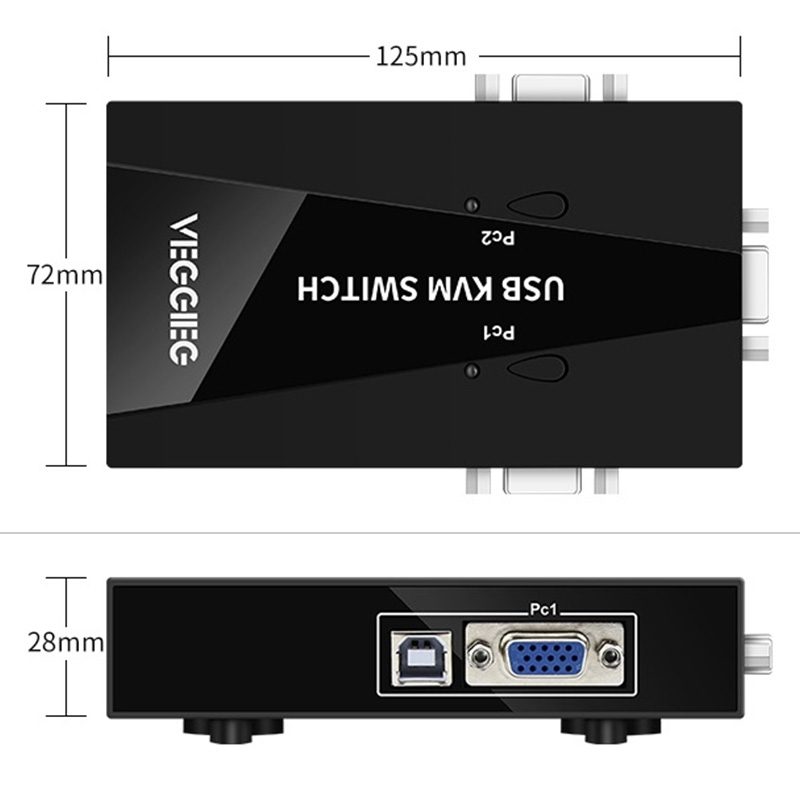 Bảng giá VEGGIEG USB VGA KVM Switch Box 2 in 1 Out Video KVM USB Switch for Mouse Keyboard Monitor Sharing Computer Phong Vũ