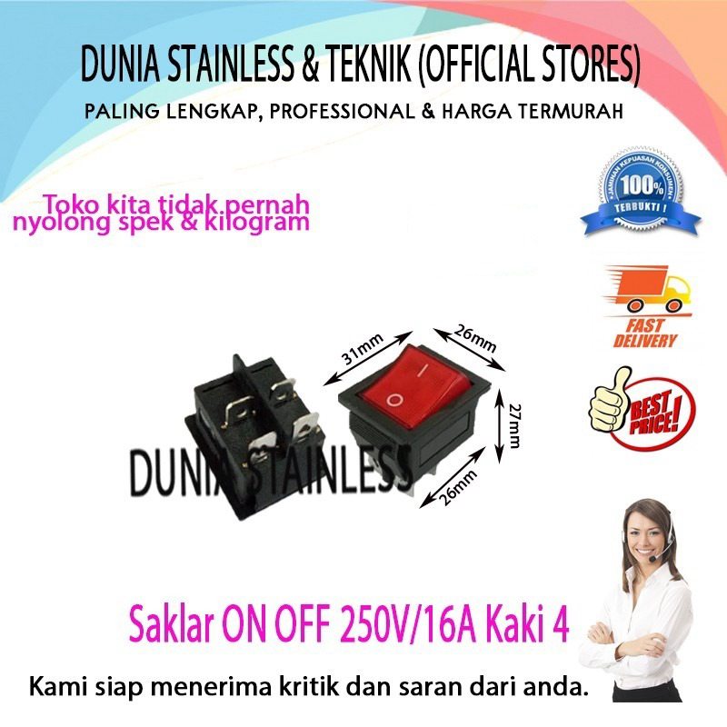 Saklar ON/OFF 250V/16A kaki 4 | Lazada Indonesia