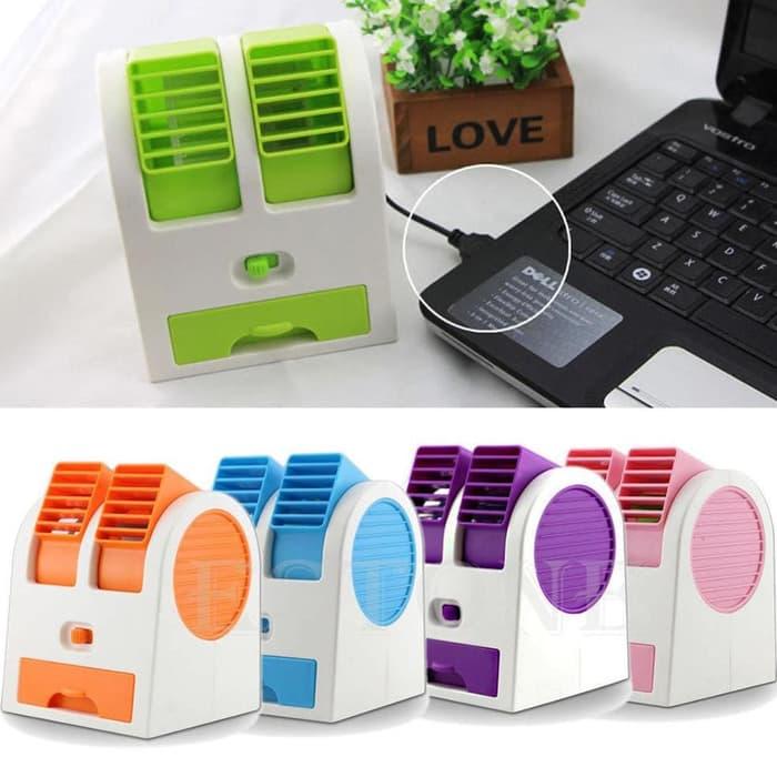 AC Mini Fan Portable Kipas Angin AC Kekinian USB Fan Double Blower - 1 Pcs