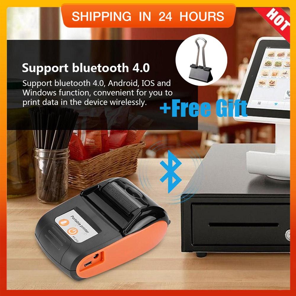【Free Gift】Nirkabel Printer Struk Portabel Bluetooth Thermal Bill Printer 58 Mm 110-240 V