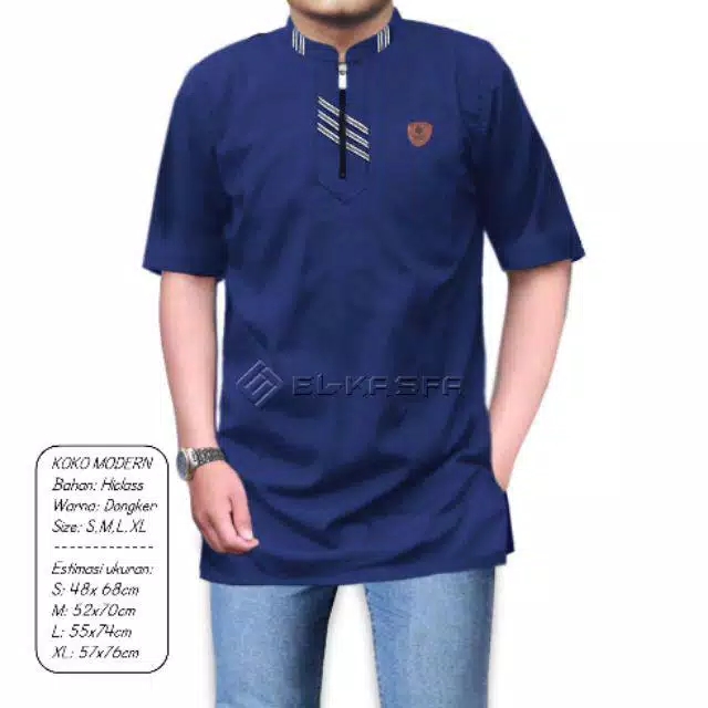 Baju Koko Murah Terlaris Kekinian Lengan Pendek Warna Biru Dongker Lazada Indonesia