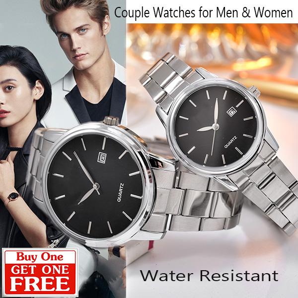 Jam tangan Couple Alba - AB88071A-GL-Tgl Stainless Stell Band - Buy One Free One + FREE BATERAI