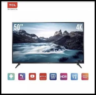 TCL 50 inch Smart LED TV - Android 9.0 - 4K Ultra HD - Google Voice/Netflix/YouTube - WiFi/HDMI/USB/Bluetooth Dolby Sound (Model :TCL 50A8)