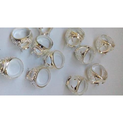 DISKON Cangkang Batu Cincin / Ring Batu Perak Malaysia Model Kuku Size 8