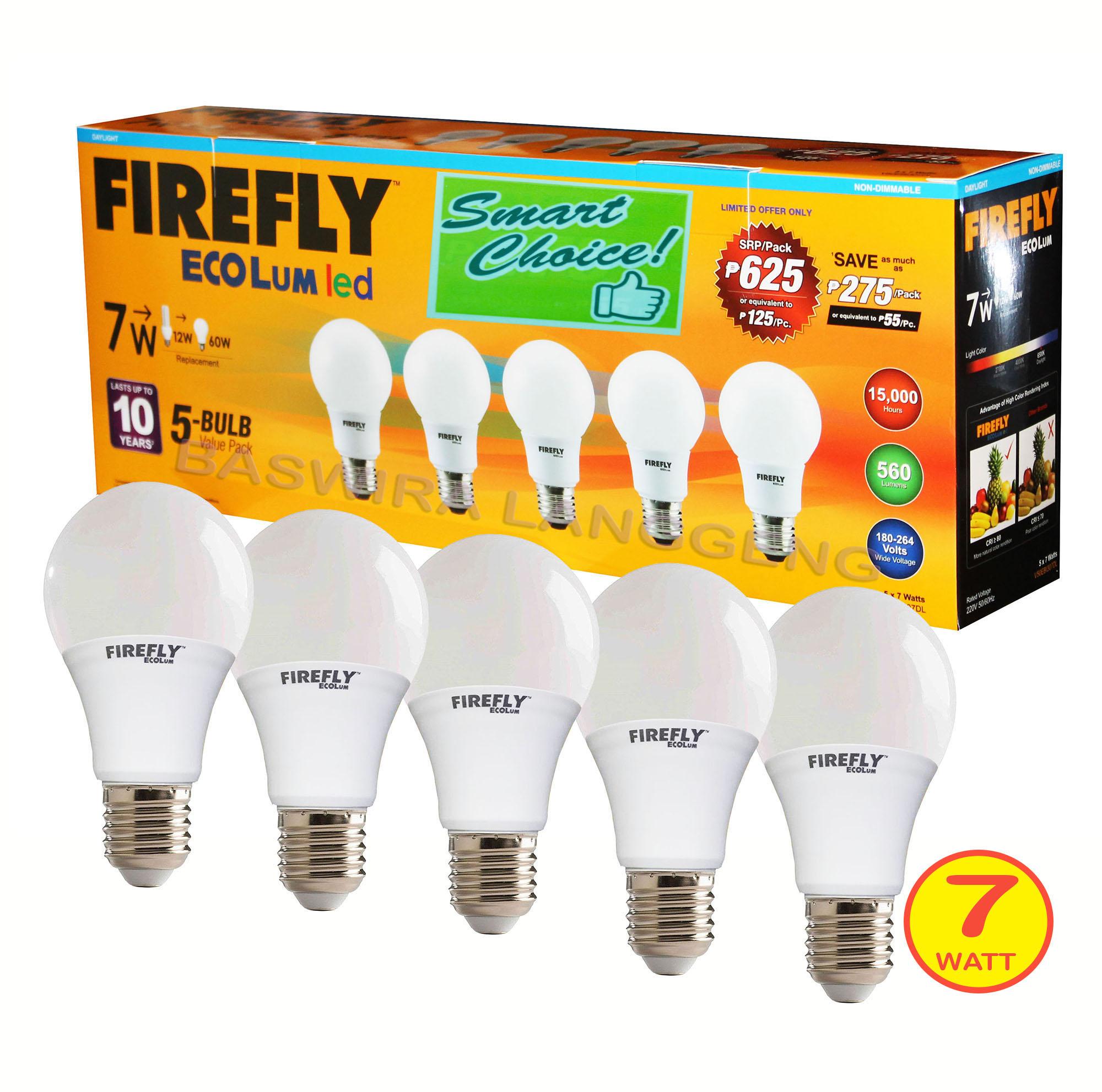 FIREFLY Lampu Led Bulb 7watt 7W 7 wat 7 W (PAKET 5 PCS) PUTIH